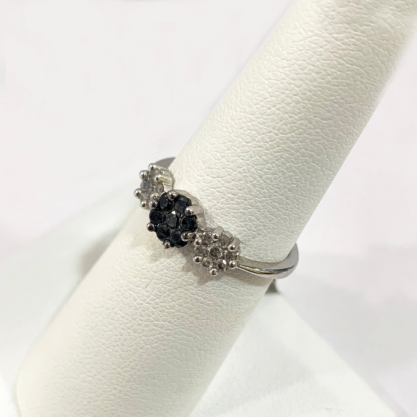 14k White Gold Black Diamond Ring