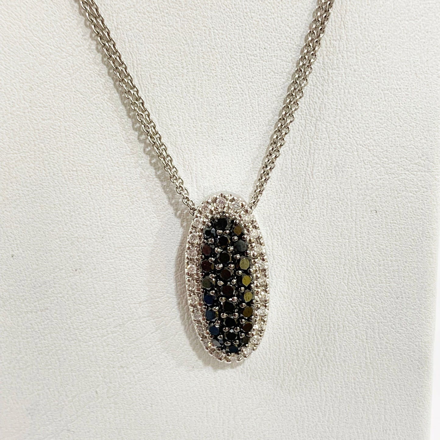 14k White Gold Black Diamond Pendant