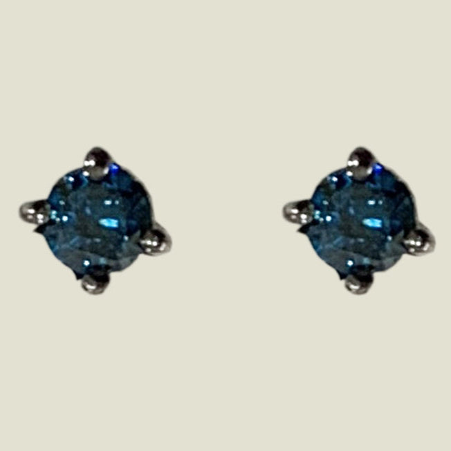 Sterling Silver Blue Diamond Earrings