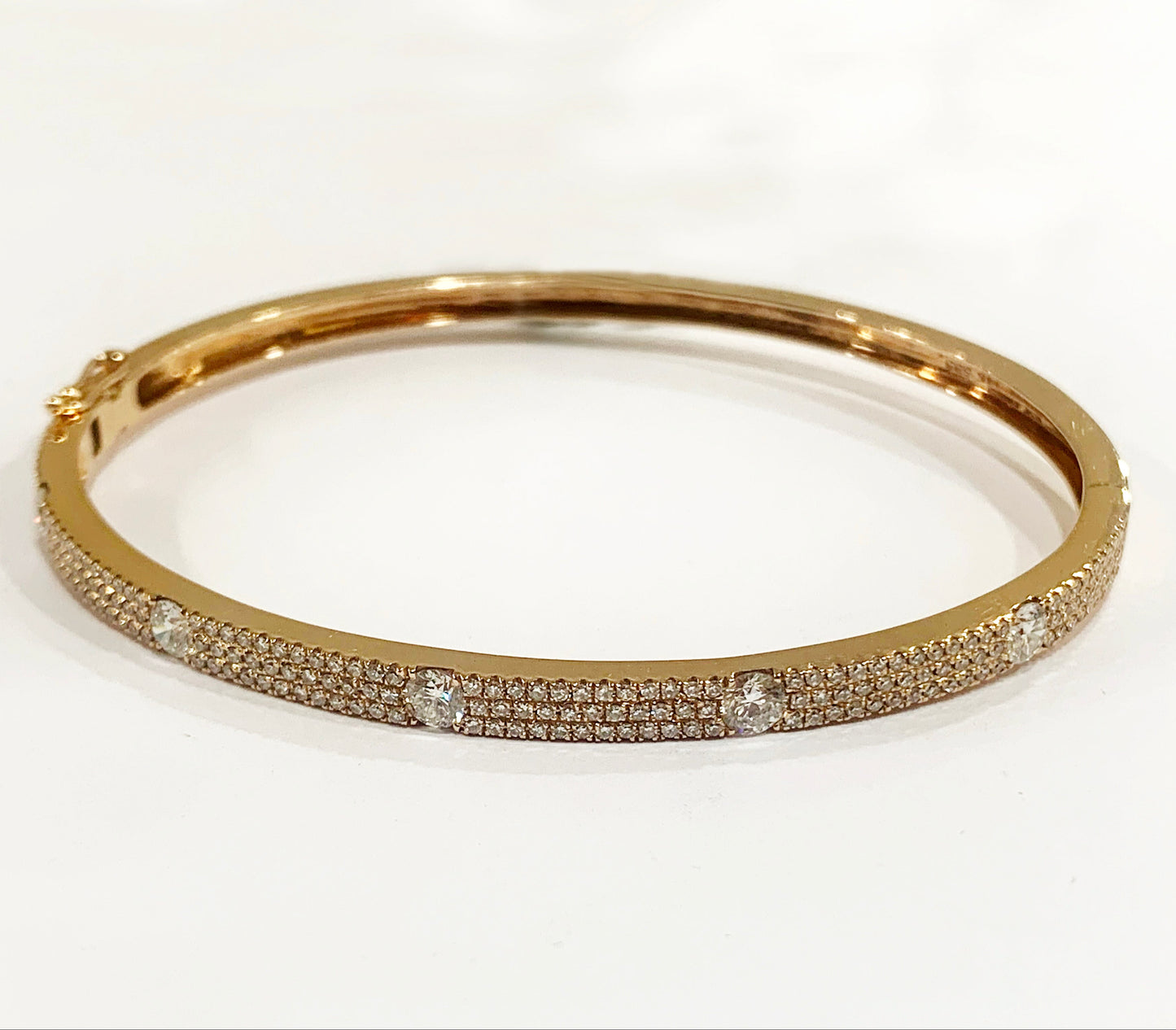 14k Rose Gold Diamond Bangle