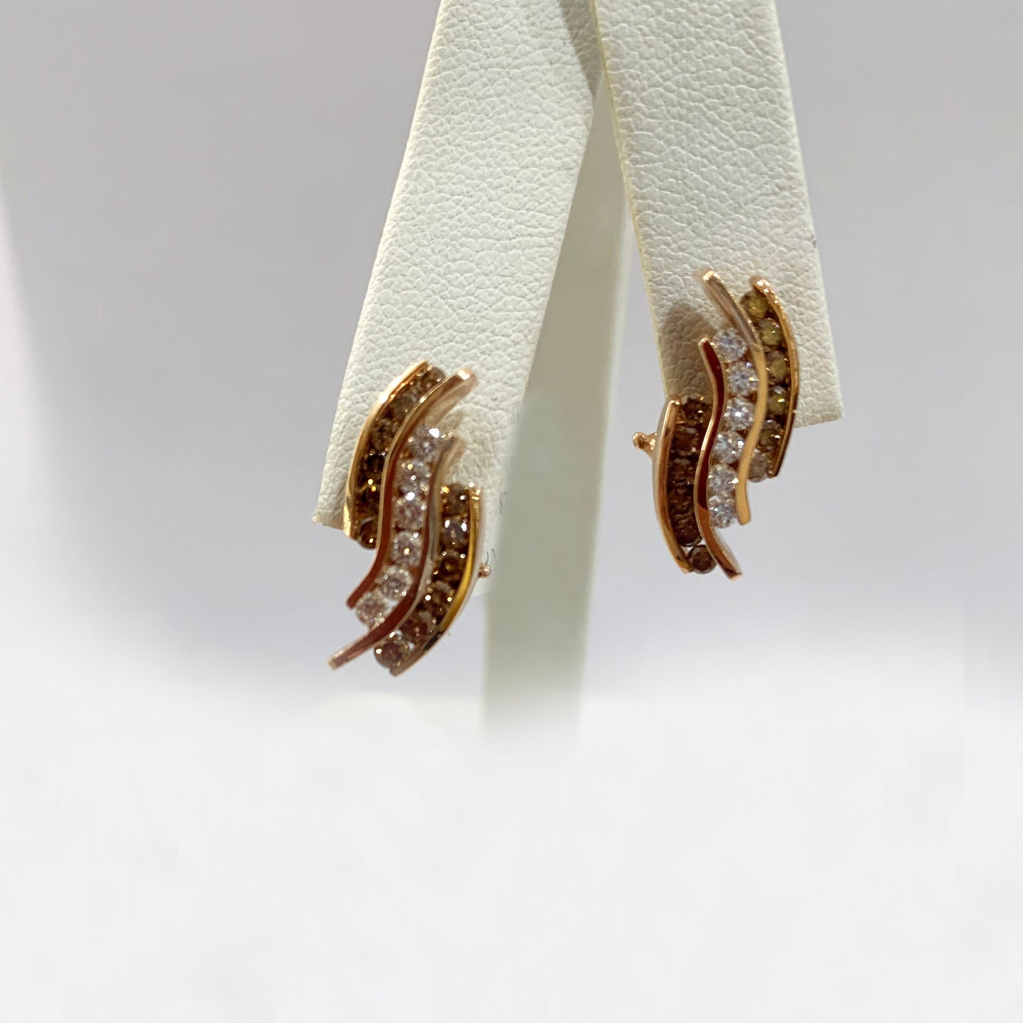 14k Rose Gold Brown Diamond Earrings