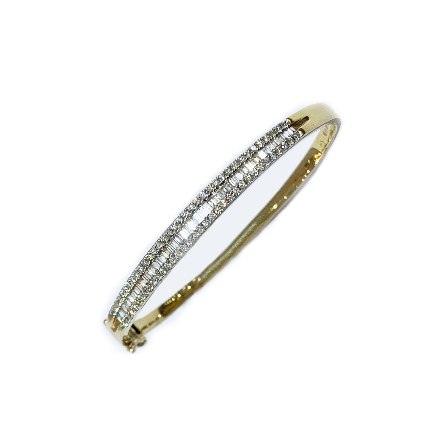 14k Yellow Gold White Diamond Bangle