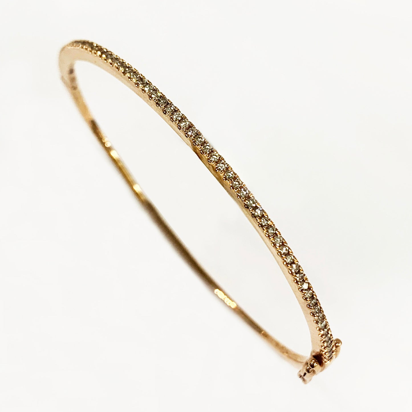 14k Rose Gold White Diamond Bangle