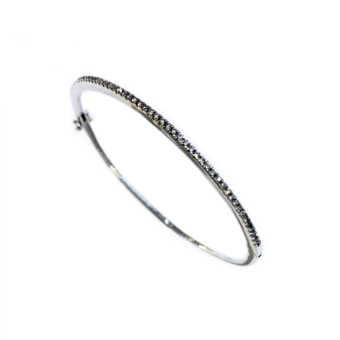 14k White Gold White Diamond Bangle