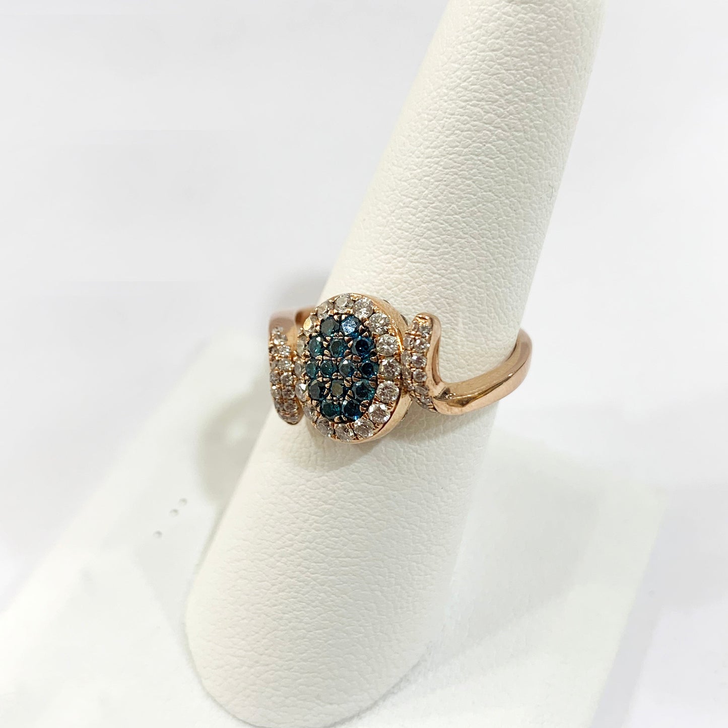 14k Rose Gold Brown & Blue Diamond Flip Ring