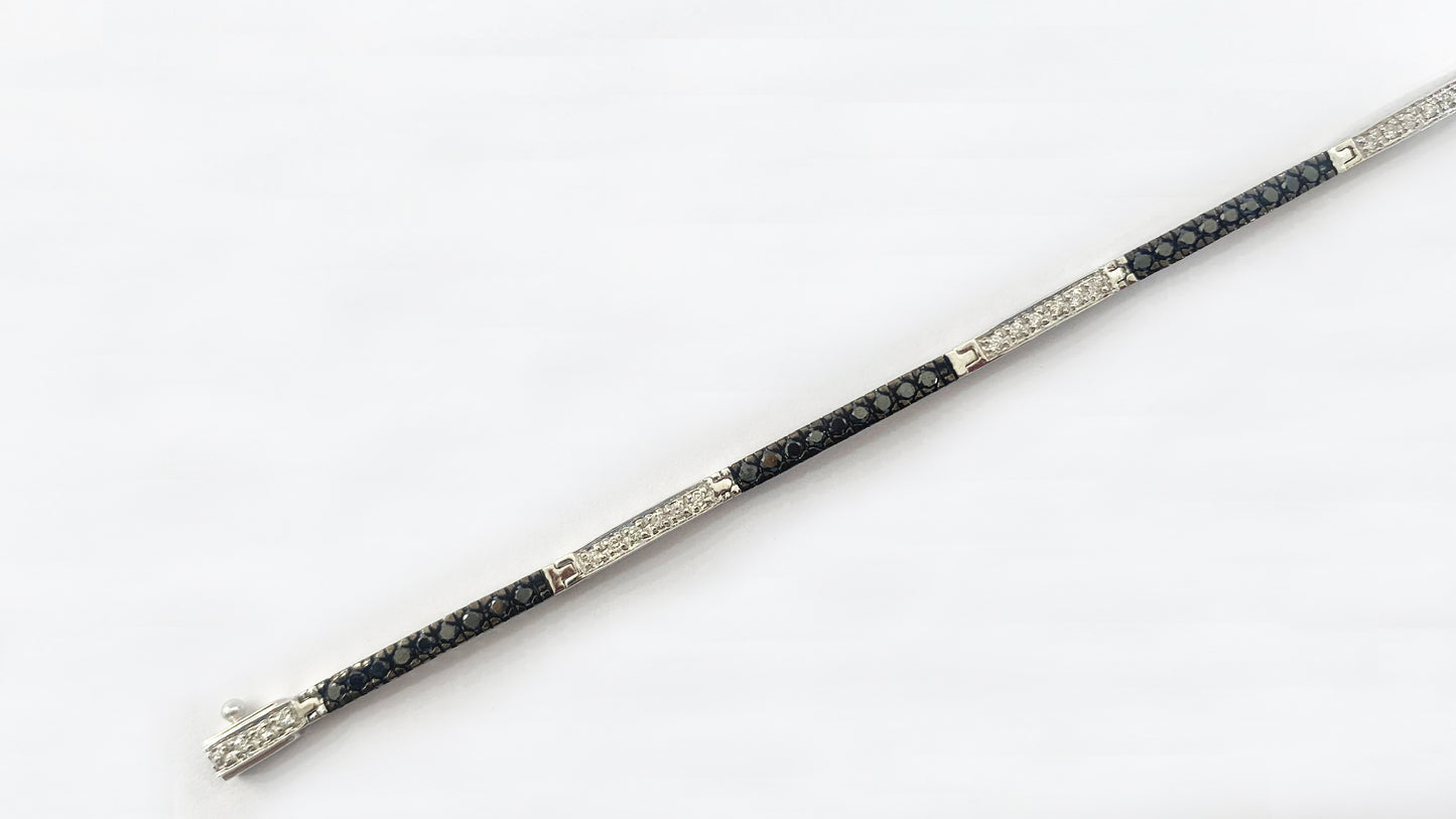 14k White Gold Black Diamond Bracelet