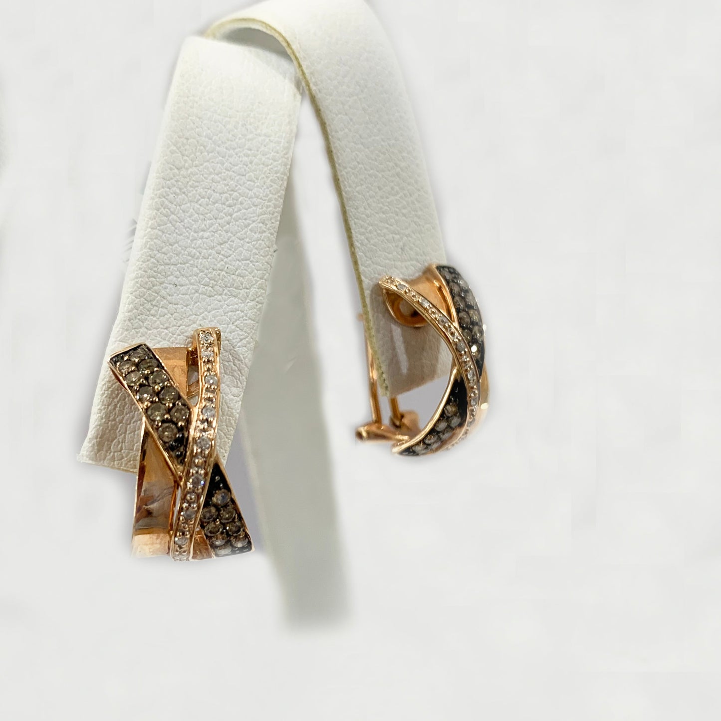 14k Rose Gold Brown Diamond Earrings