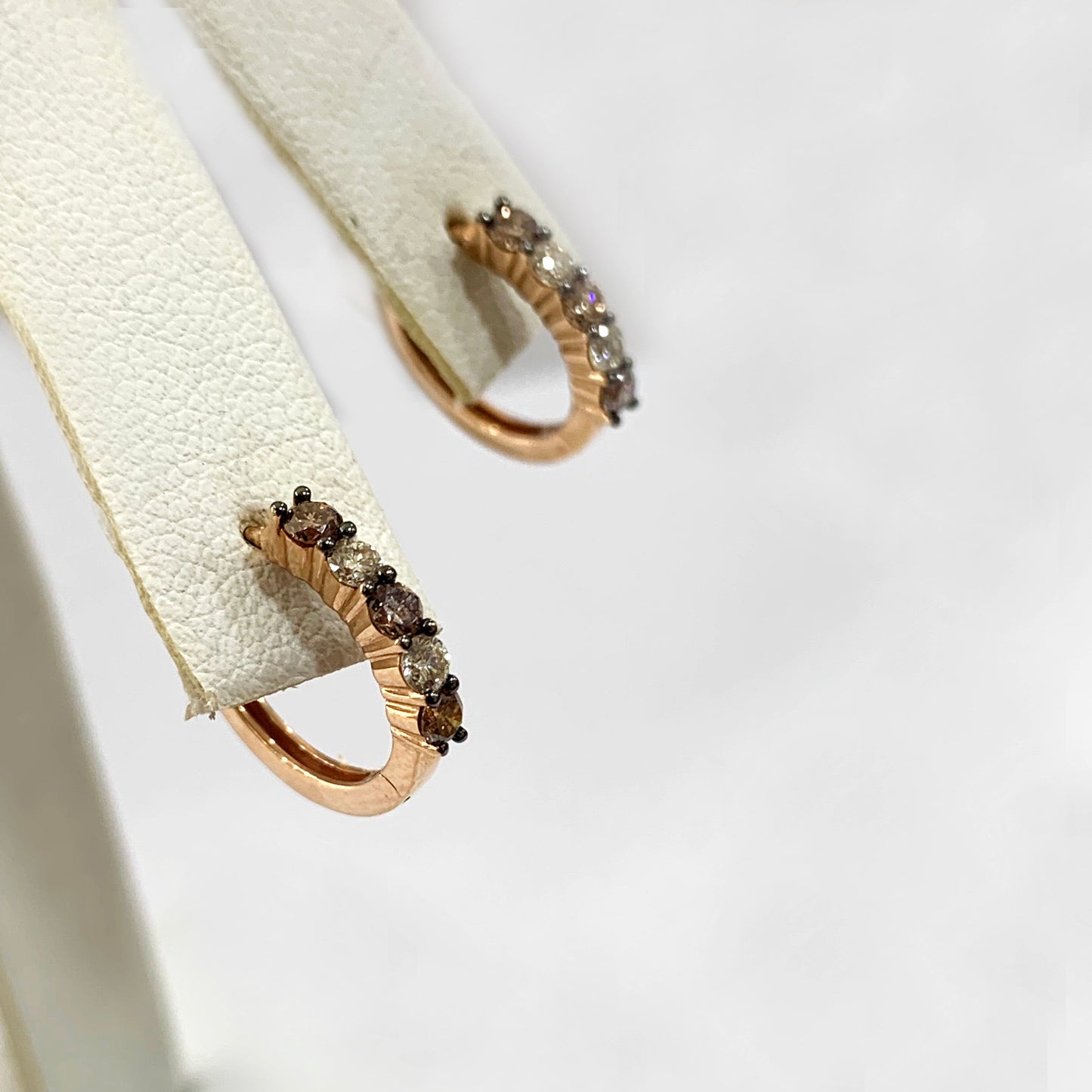 14k Rose Gold Brown Diamond Earrings