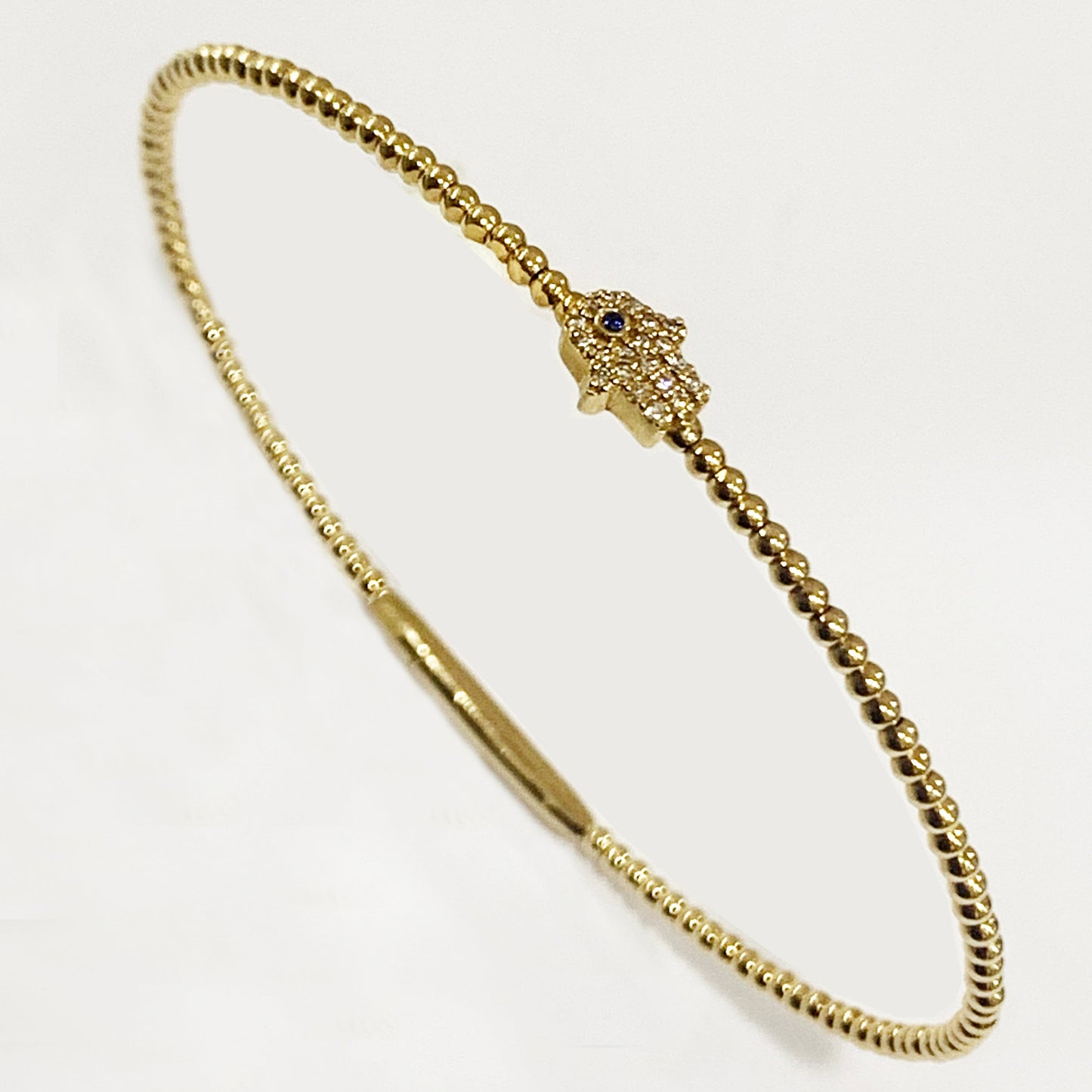 14k Yellow Gold Hand of God Diamond Bangle