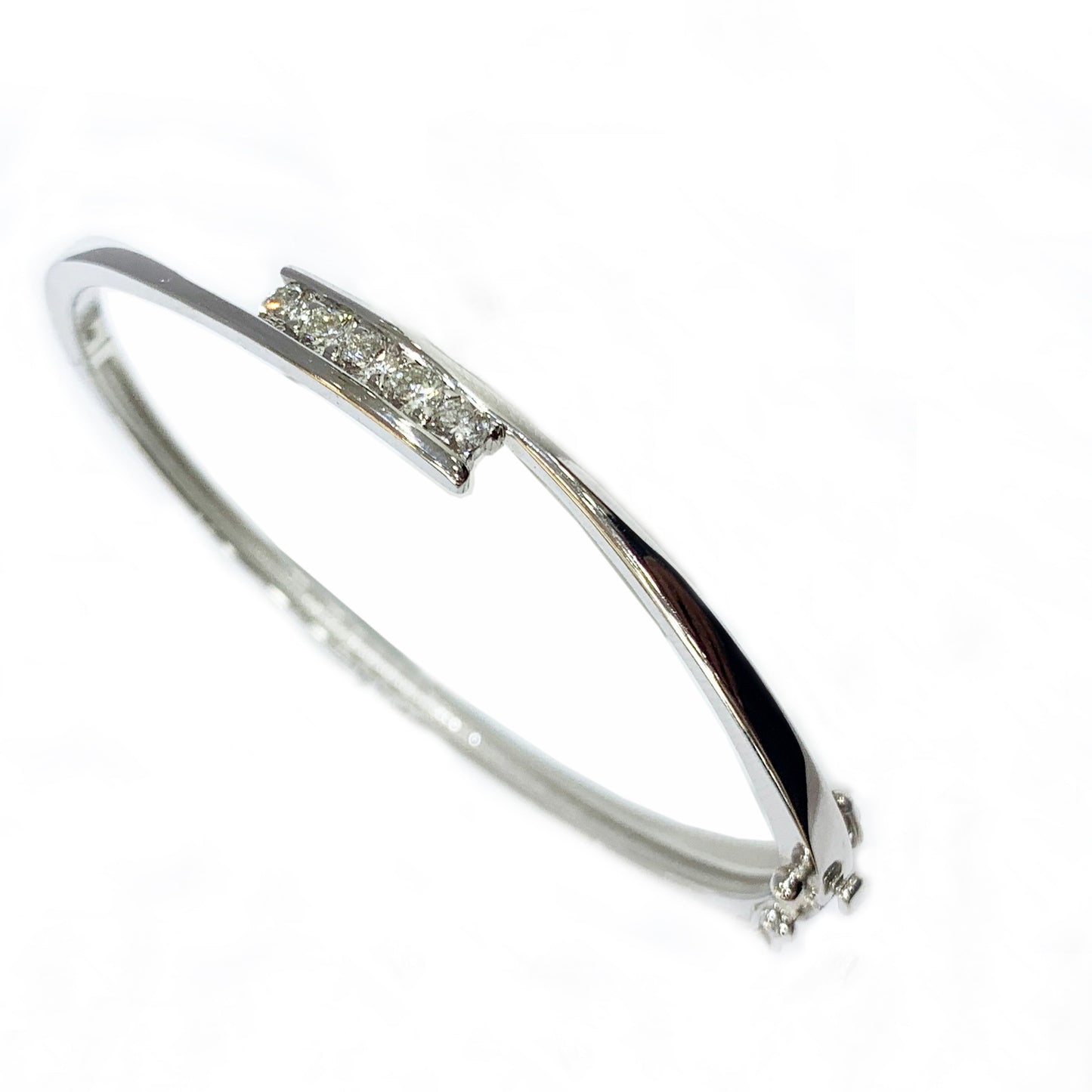 14k White Gold Diamond Bangle
