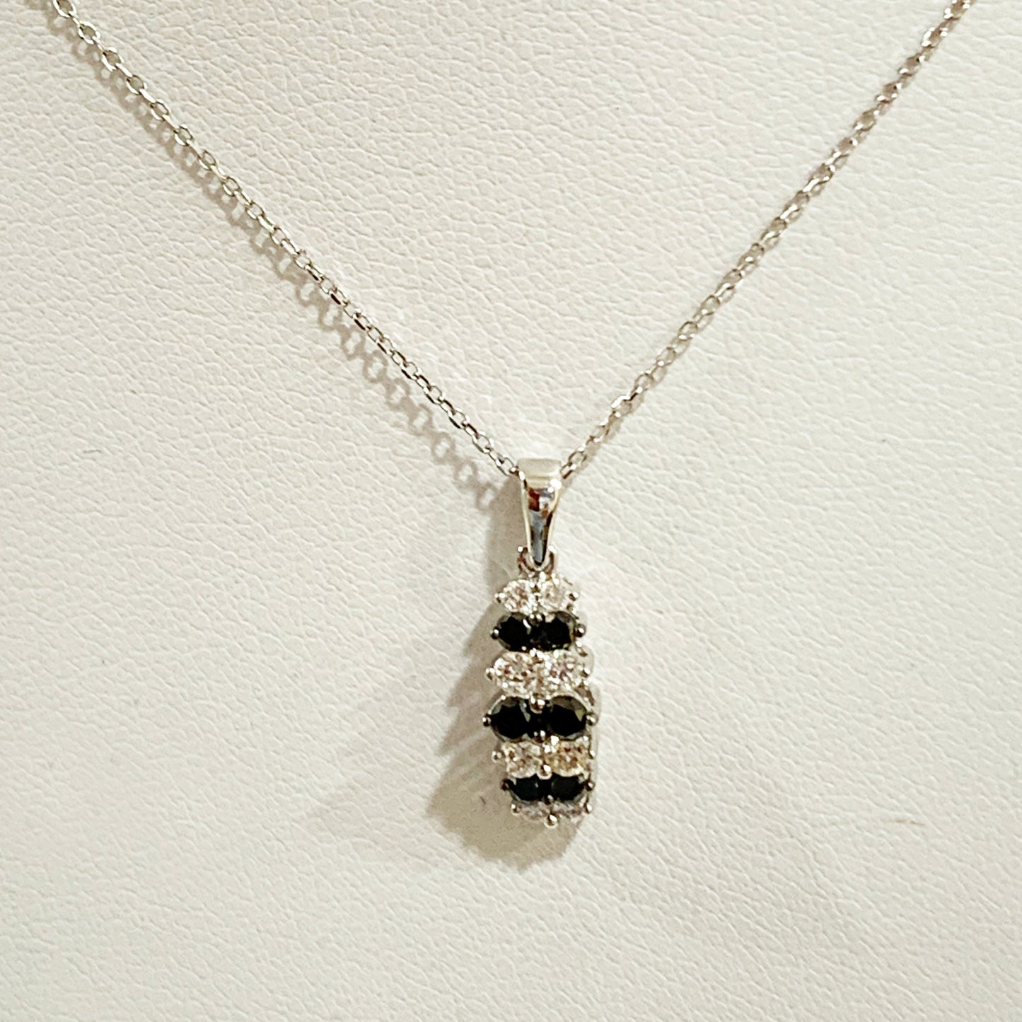 14k White Gold Black Diamond Pendant