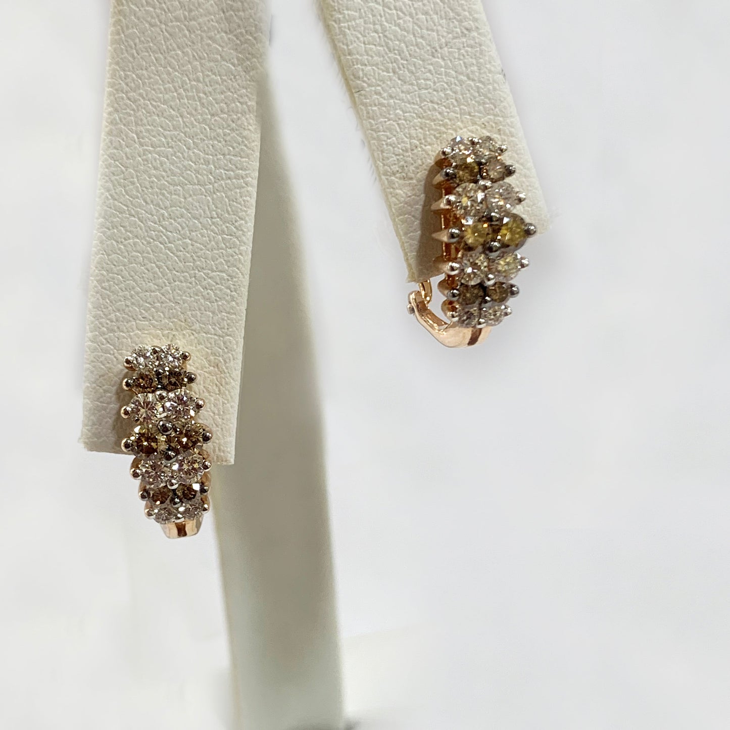 14k Rose Gold Brown Diamond Earrings