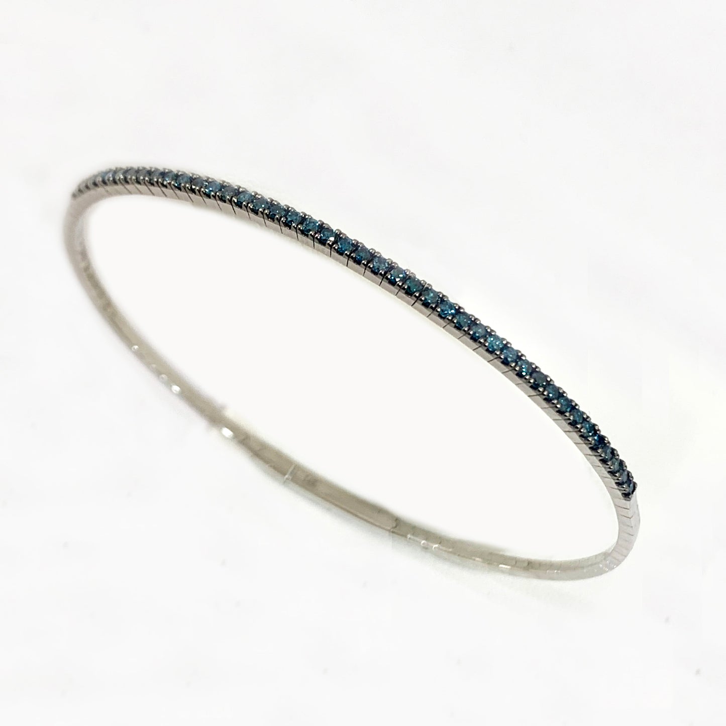 14k White Gold Blue Diamond Flex Bangle