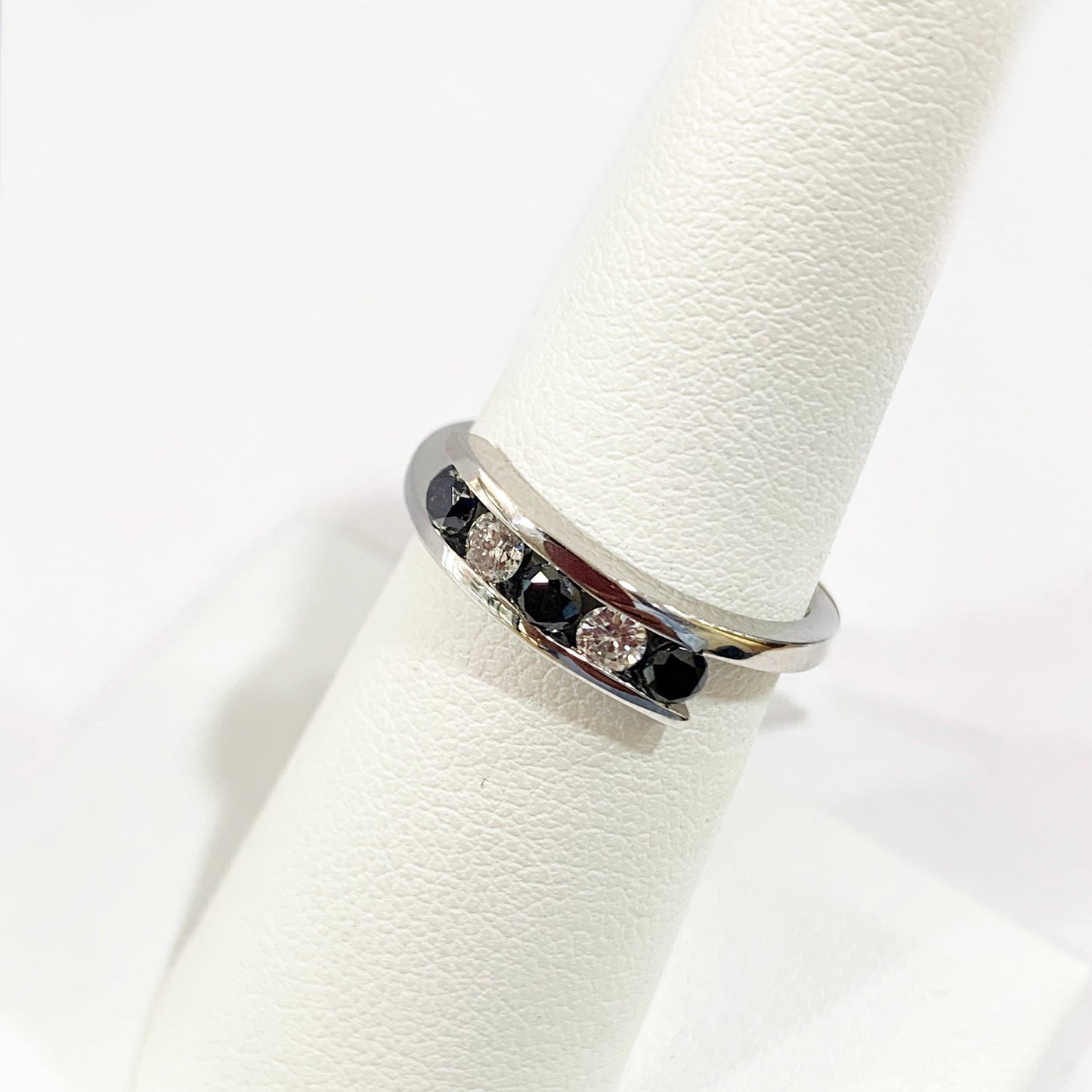 14k White Gold Black Diamond Ring