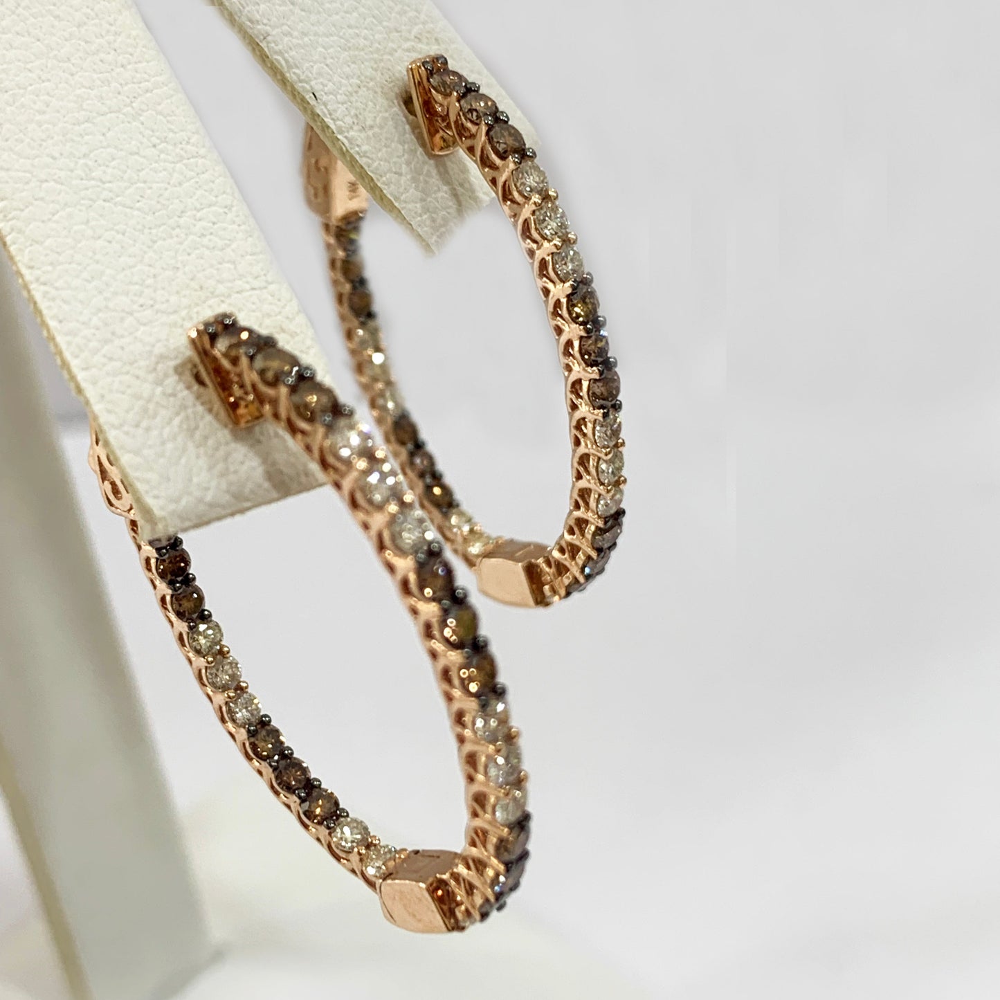 14k Rose Gold Brown Diamond Earrings