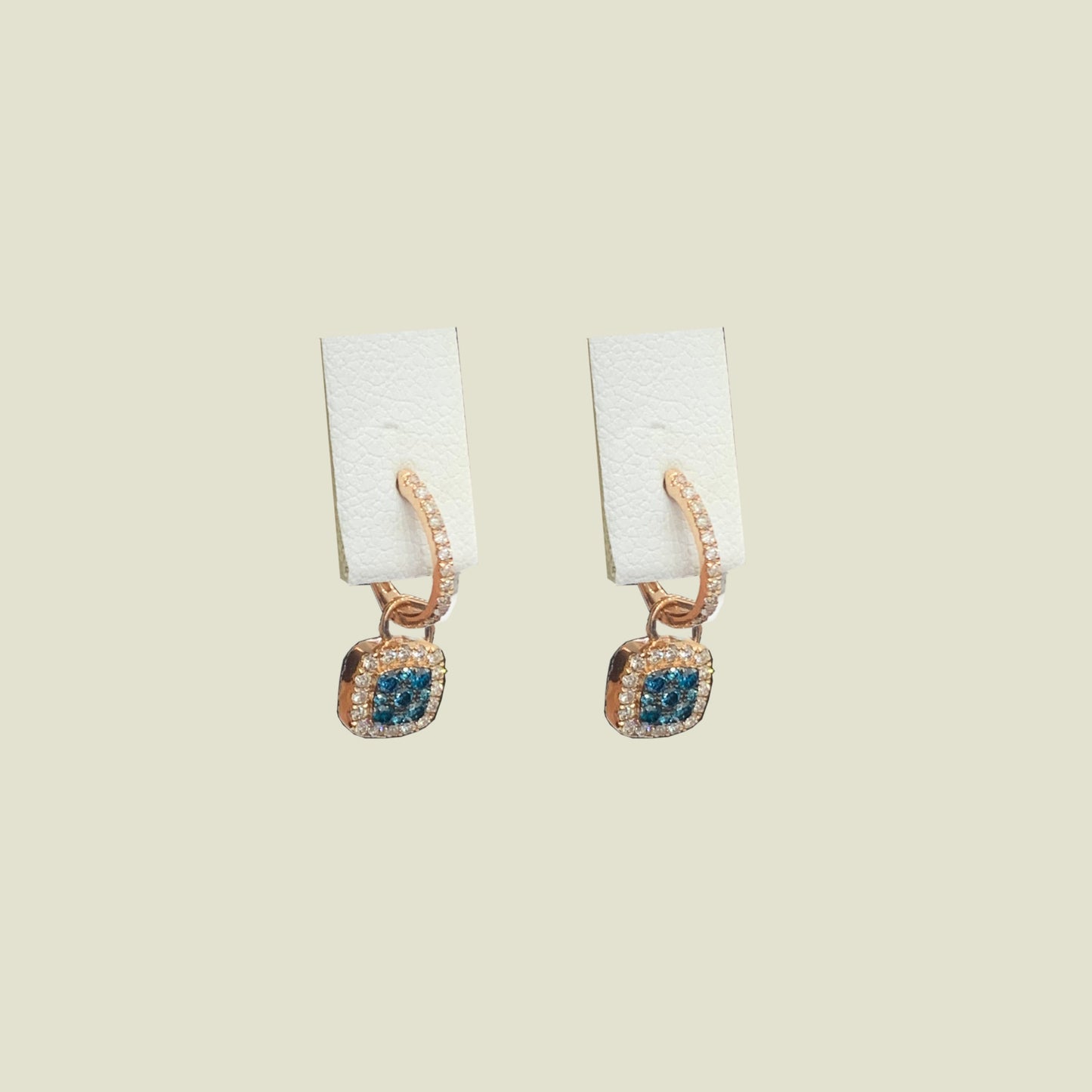 14k Rose Gold Brown & Blue Diamond Flip Earrings