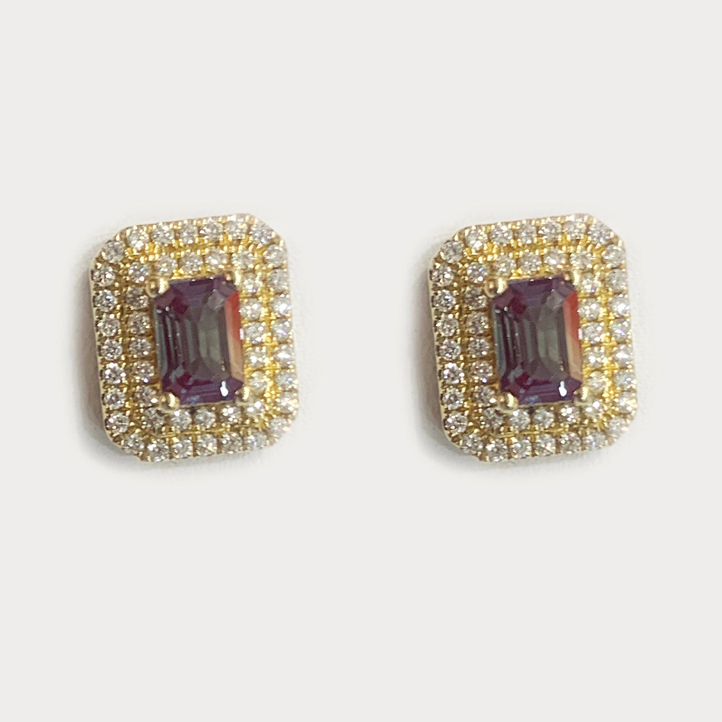 14k Yellow Gold Alexandrite Earrings