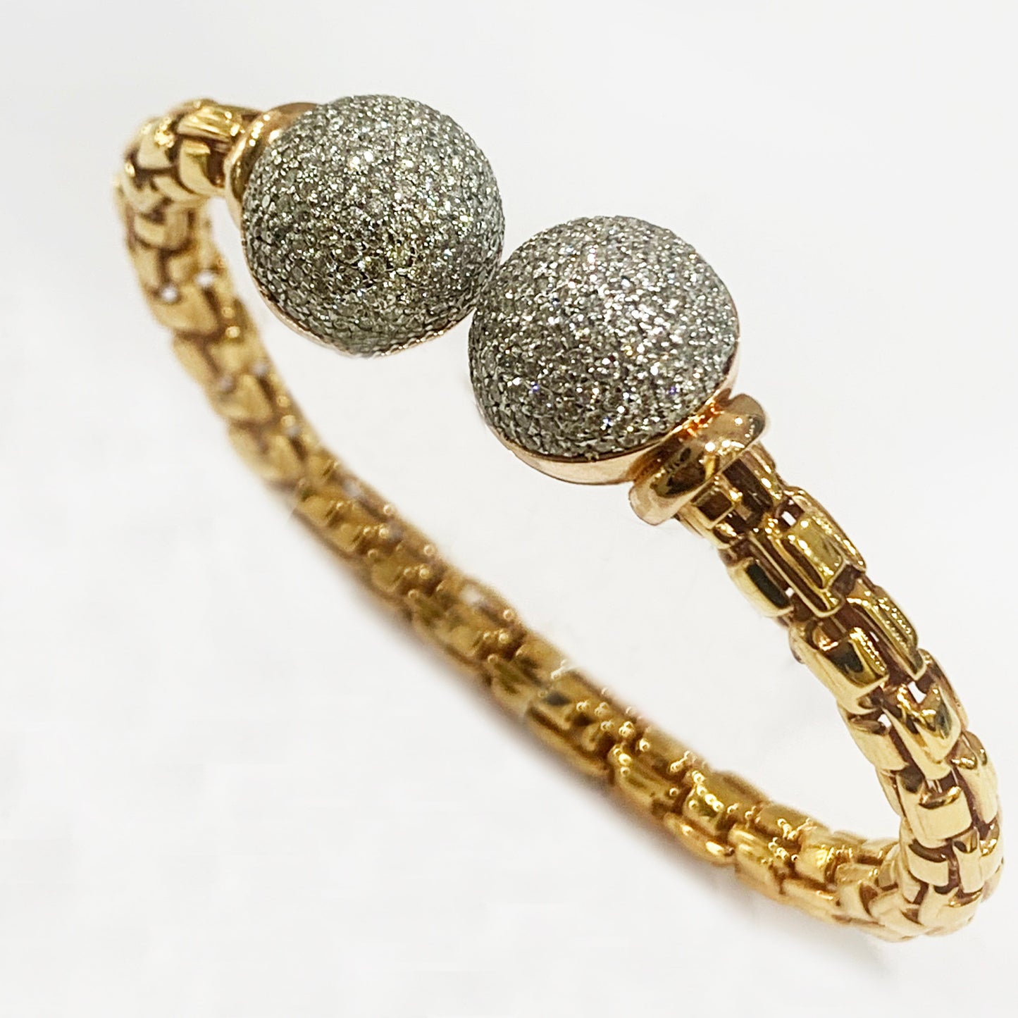 14k Rose Gold White Diamond Bangle