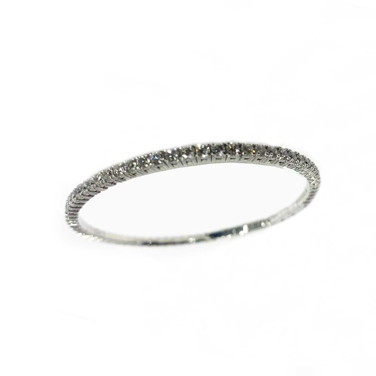 14k White Gold White Diamond Bangle (LAB)