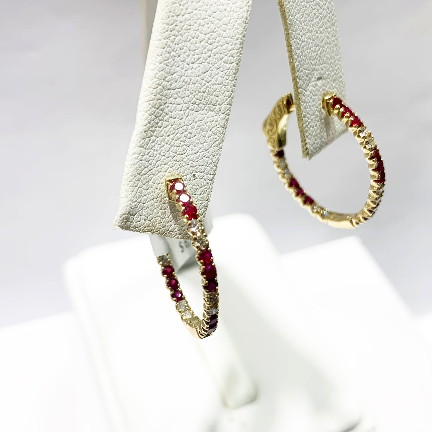 14k Yellow Gold Ruby Diamond Earrings