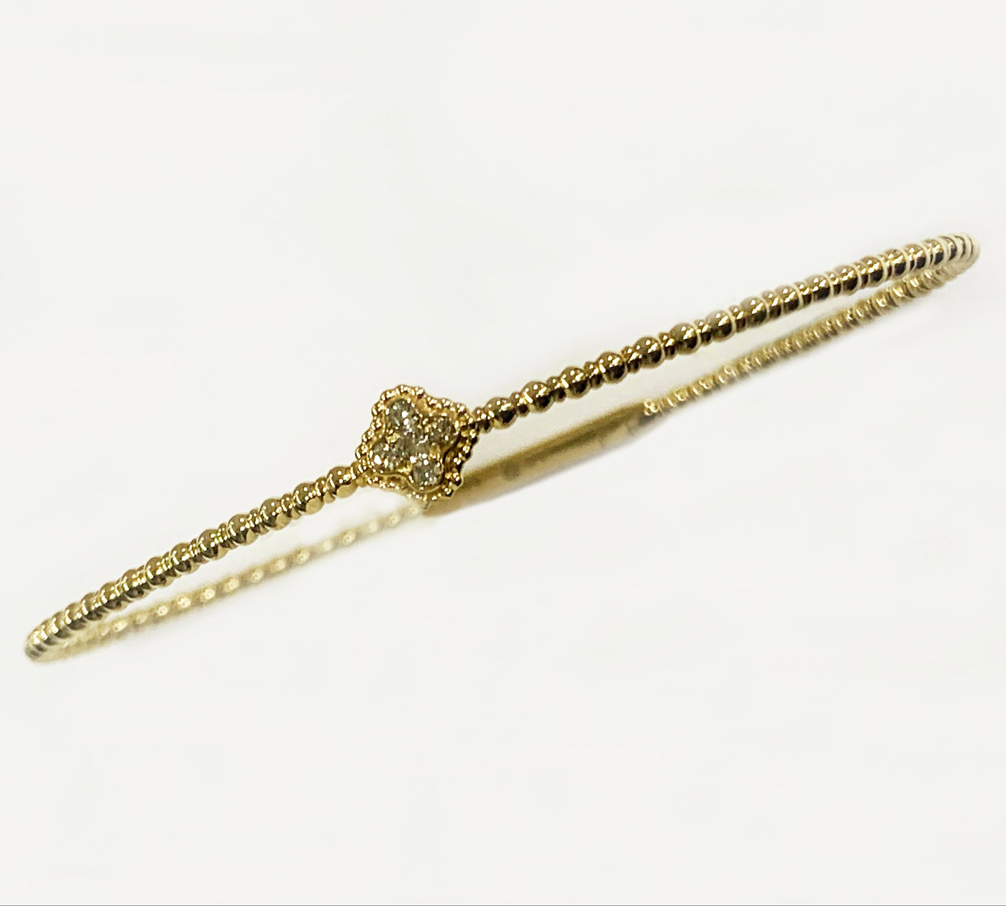 14k Yellow Gold White Diamond Flex Bangle