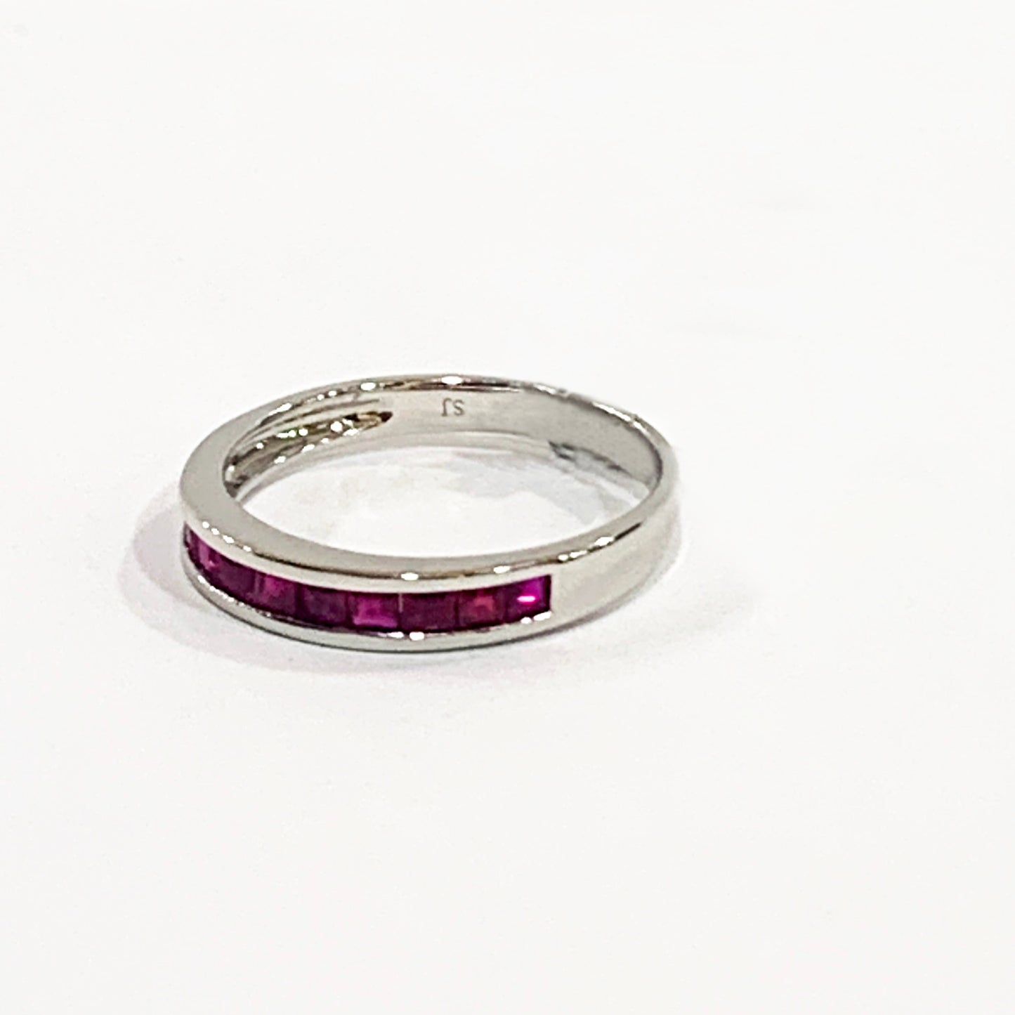 14k White Gold Ruby Diamond Ring