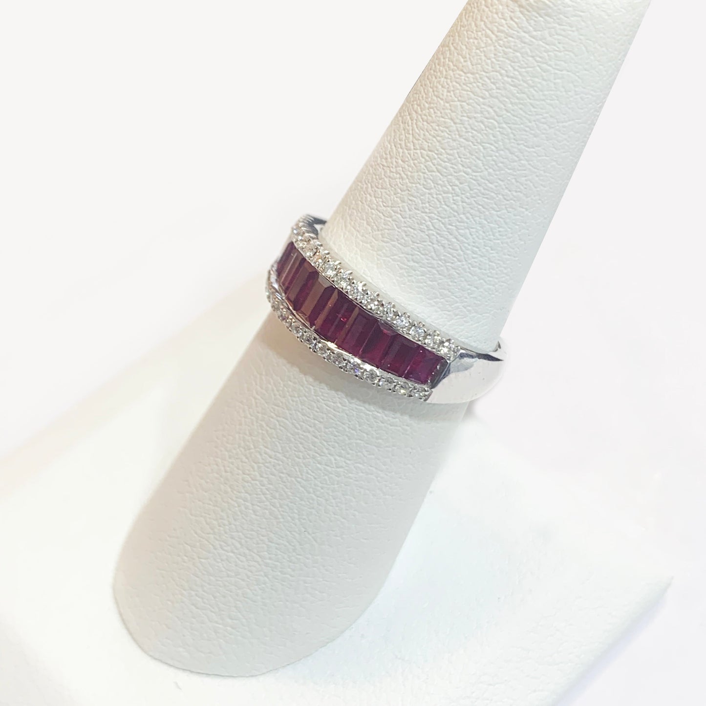 14k White Gold Ruby Diamond Ring