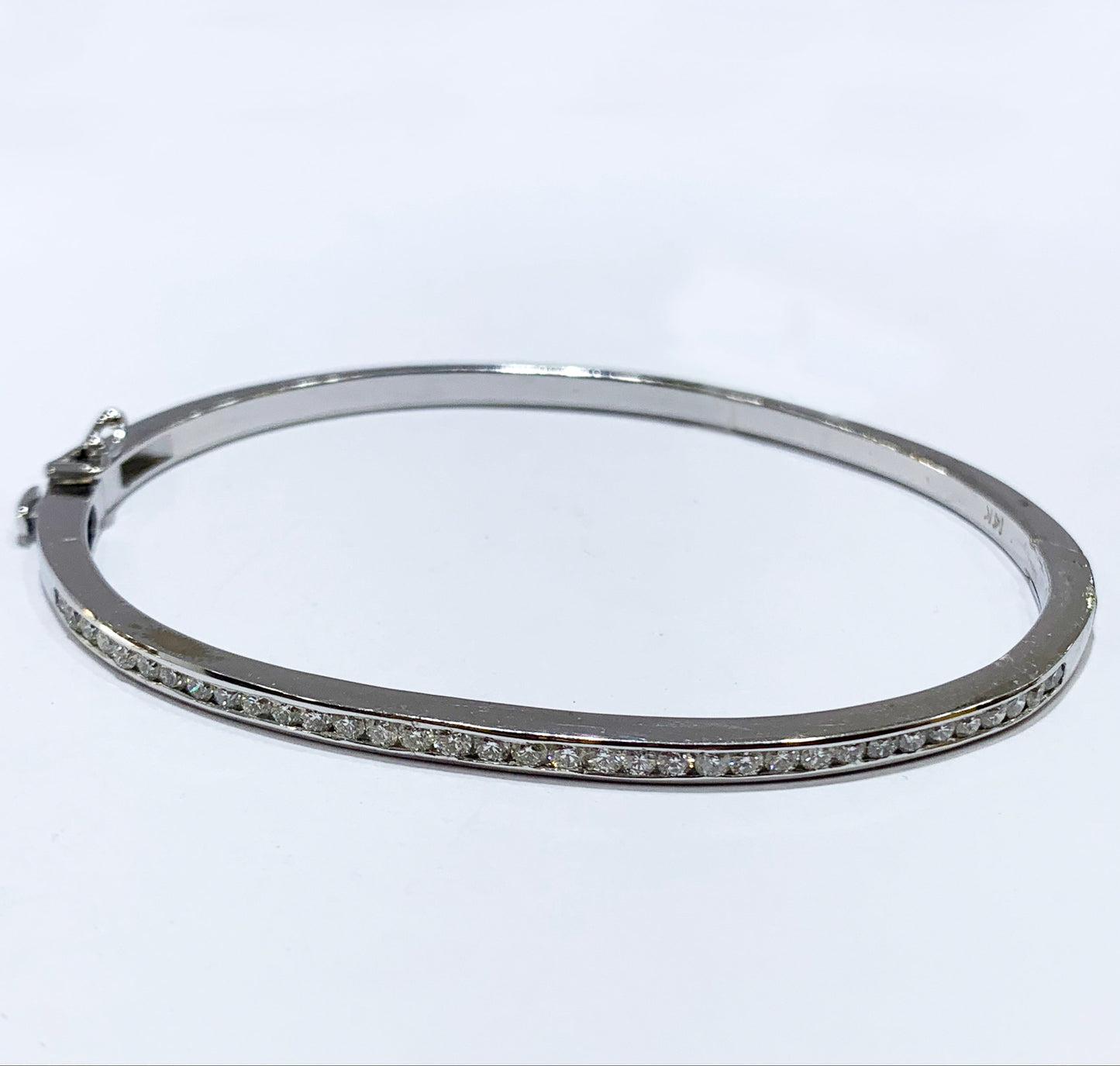 14k White Gold Diamond Bangle