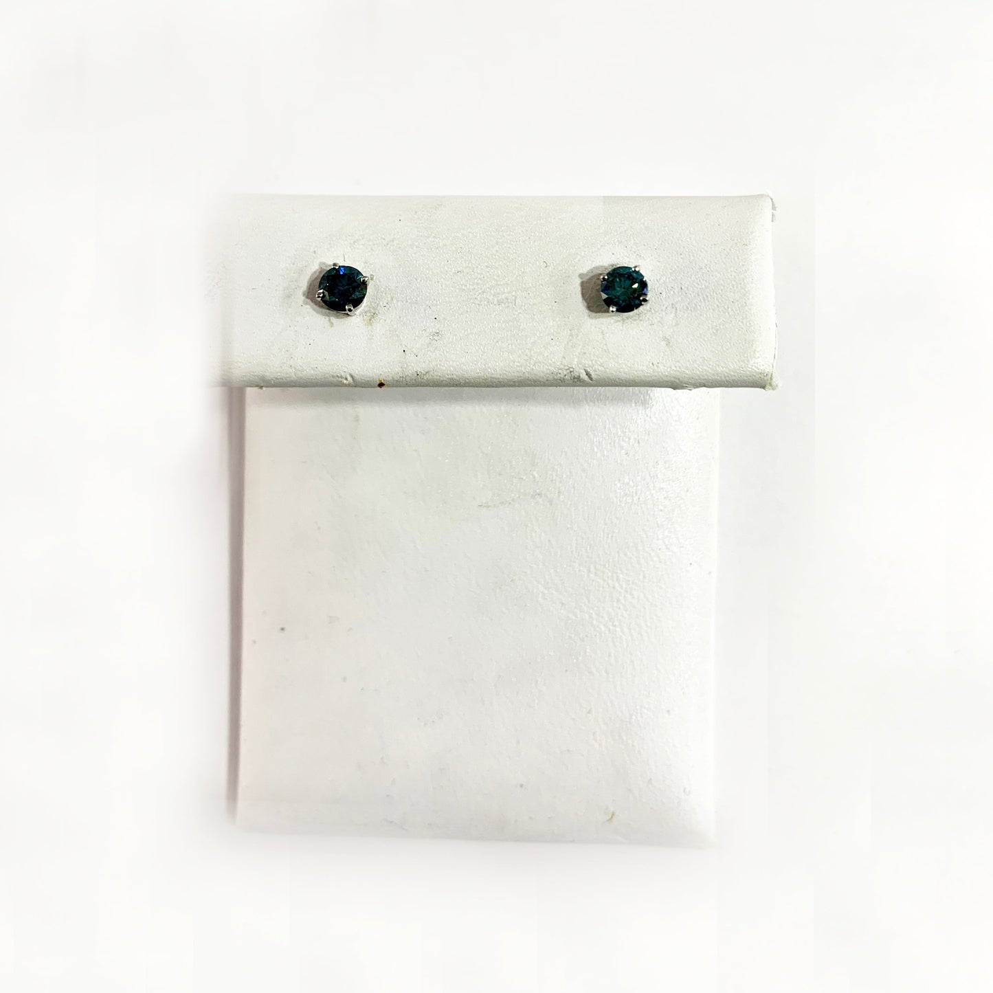 14k White Gold Blue Diamond Earrings