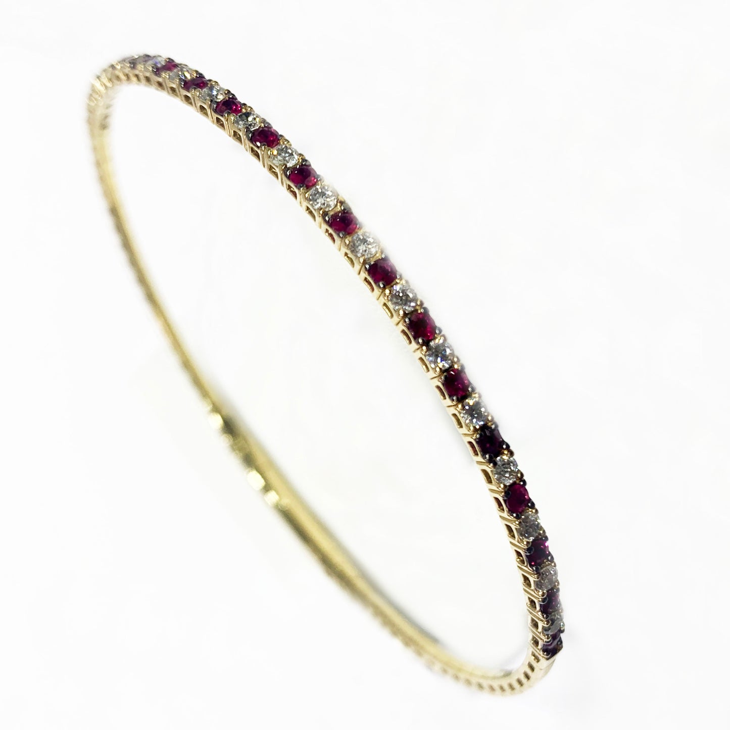 14k Yellow Gold Ruby Diamond Bangle