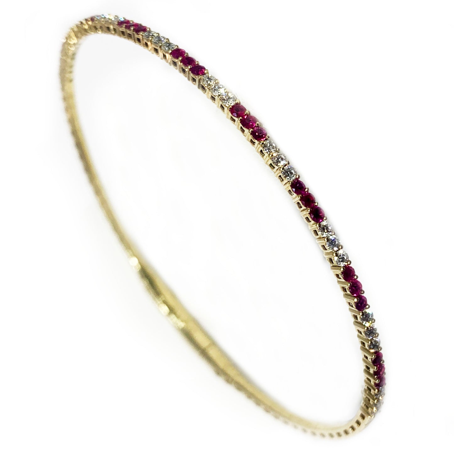 14k Yellow Gold Ruby Diamond Bangle