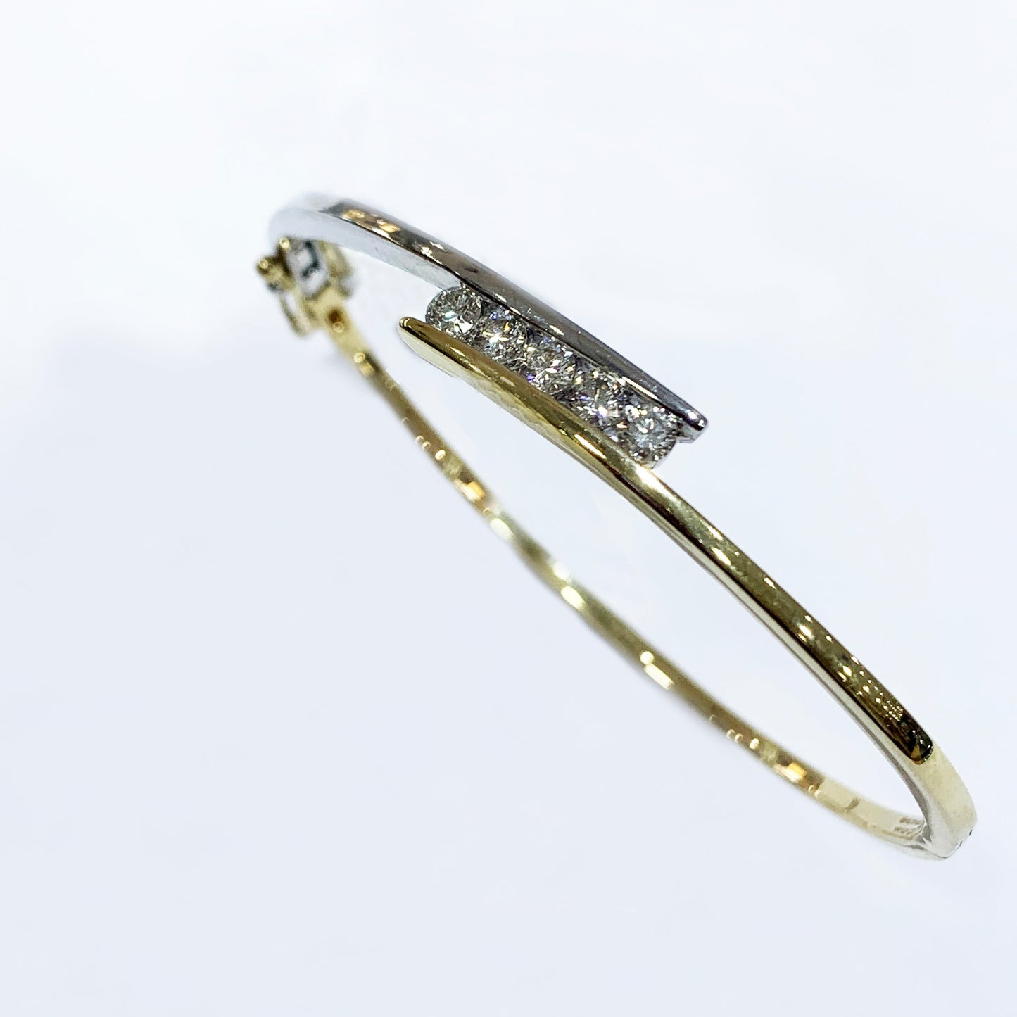 14k Two-Tone Gold Diamond Bangle
