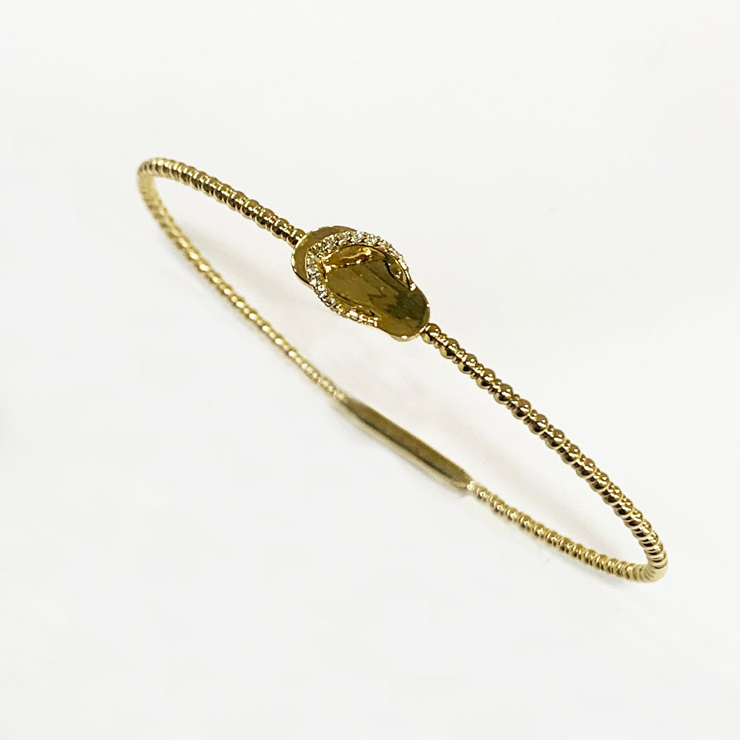 14k Yellow Gold Flip-Flop Diamond Flex Bangle