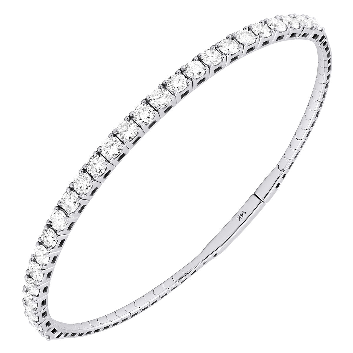 14K WHITE GOLD LAB GROWN DIAMOND FLEXIBLE BANGLE