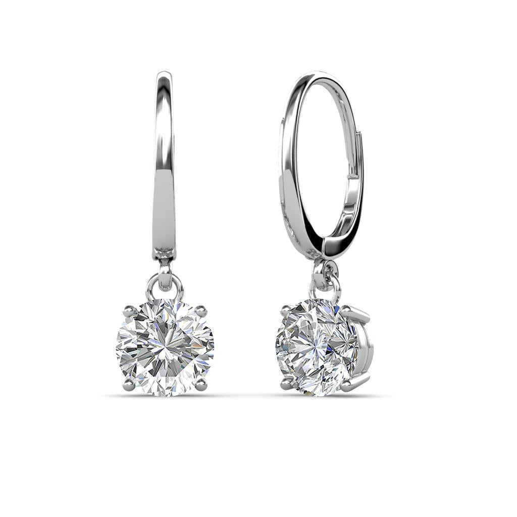 14K WHITE GOLD LAB GROWN DIAMOND DANGLE EARRINGS