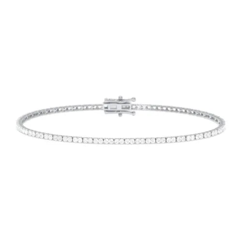 14K WHITE GOLD LAB DIAMOND BRACELET -1 CT