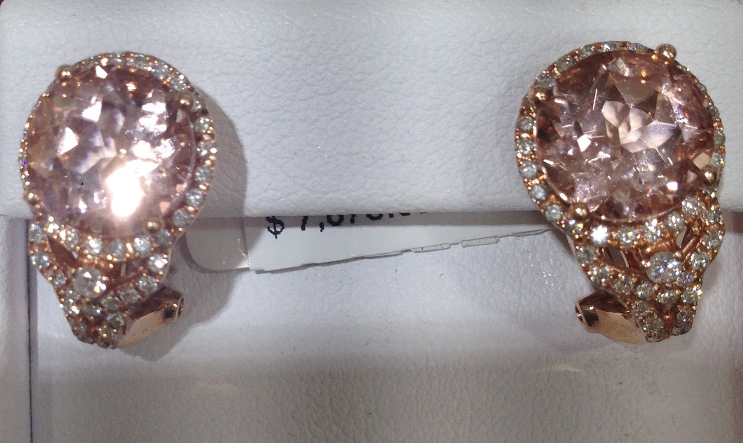 14k Rose Gold Morganite Earrings