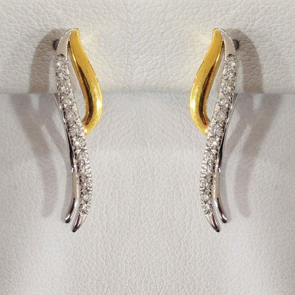 14k Two Tone Diamond Earrings