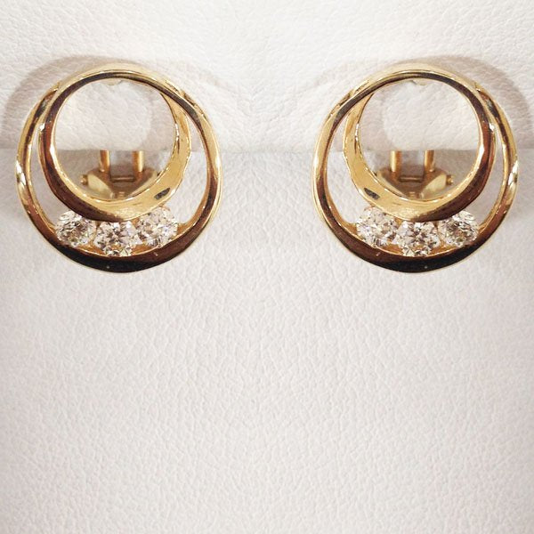 14k Yellow Gold Diamond Earrings