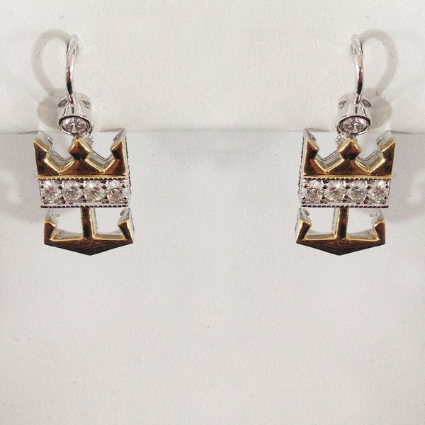 14k Two Tone Diamond Earrings