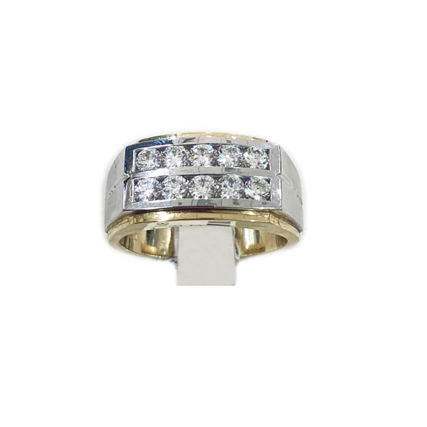 14k 2Tone Mens Diamond Ring