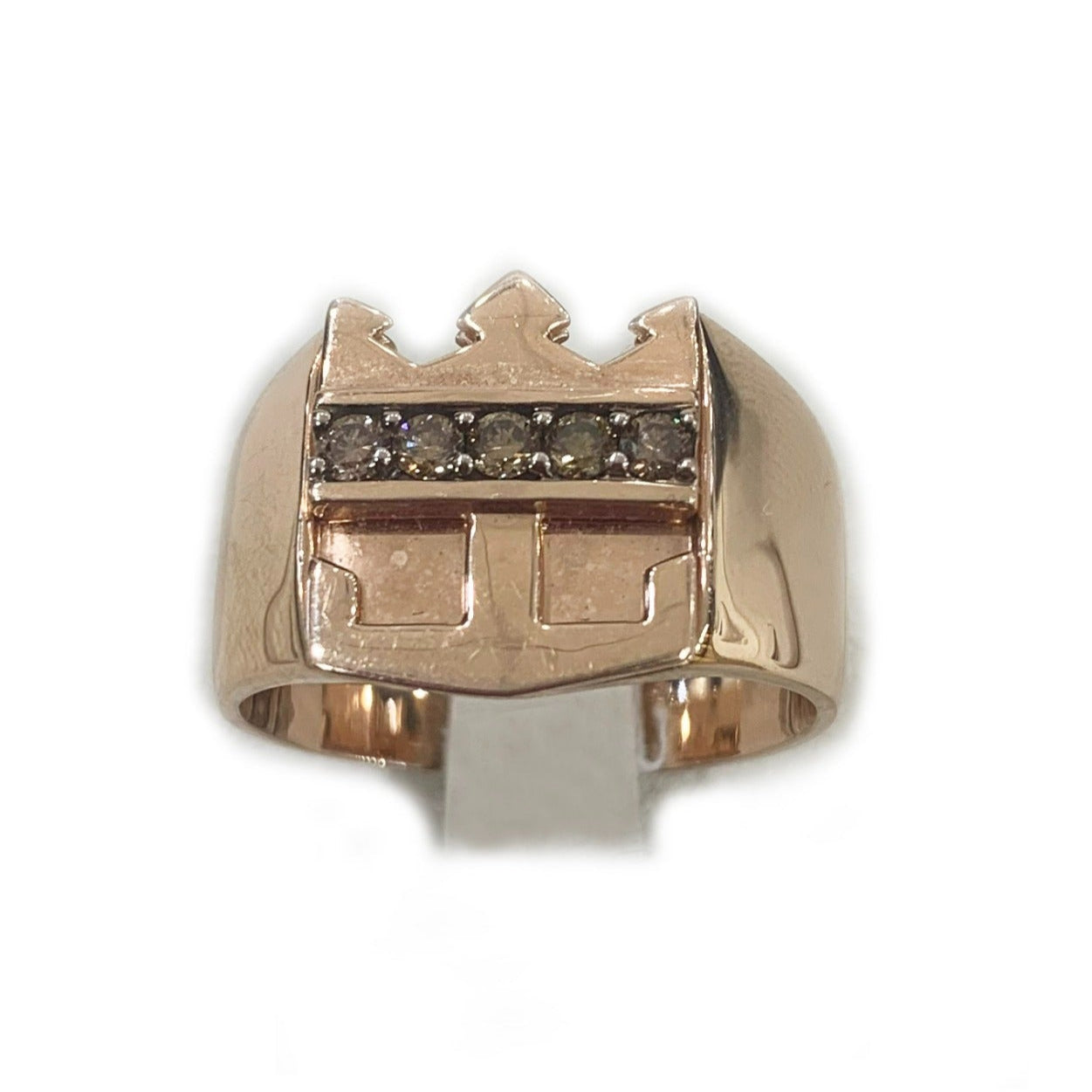 14k Rose Gold Mens Brown Diamond Ring