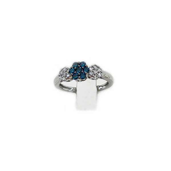 14k White Gold Blue Diamond Ring