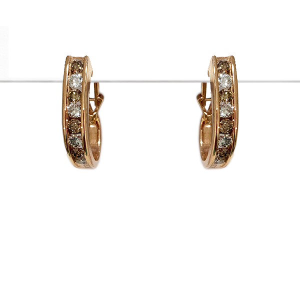 14k Rose Gold Brown Diamond Earring