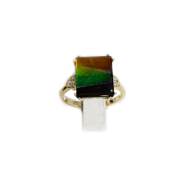 14k Yellow Gold Ammolite Ring