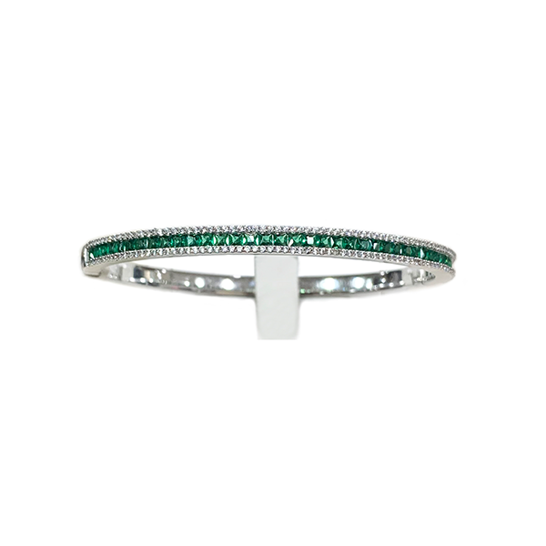 Sterling Silver Emerald Bangle