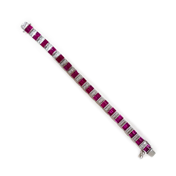 14k White Gold Ruby Bracelet