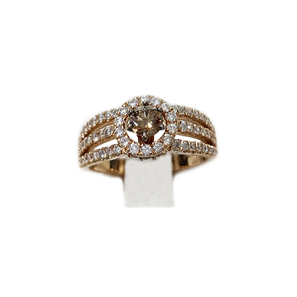 14k Rose Gold Brown Diamond Ring