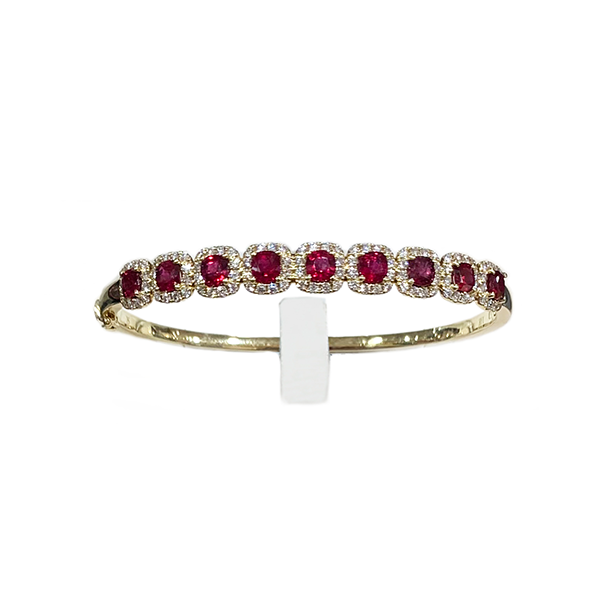 14k Yellow Gold Ruby Bangle