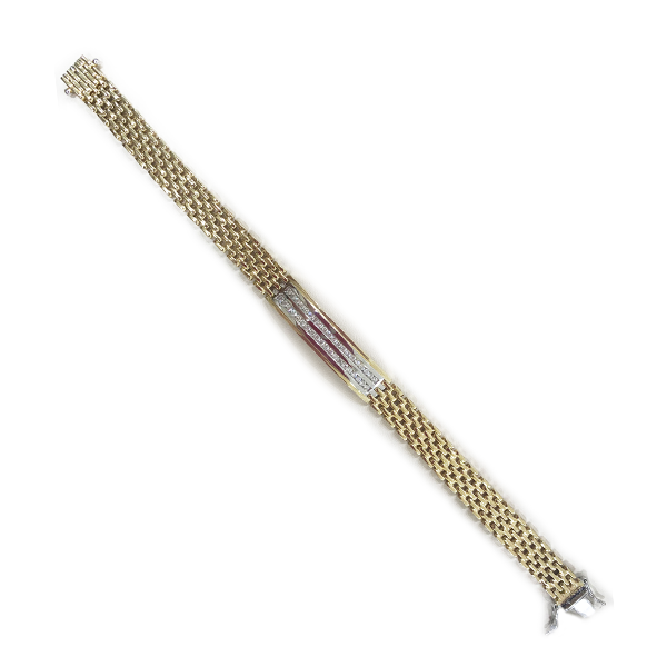 14k Two Tone Mens Diamond Bracelet